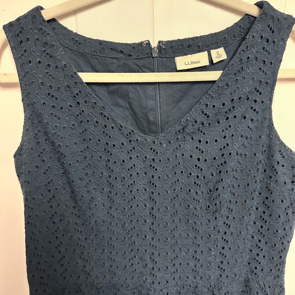 NWT - LL Bean Navy Blue Dress- size 12 - Picture 2 of 2